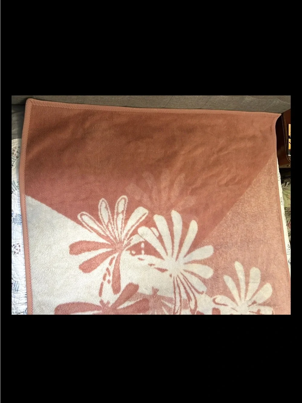 Mora Vtg Reversible Acrylic Throw Blanket Pink Gray Abstract Flowers 80